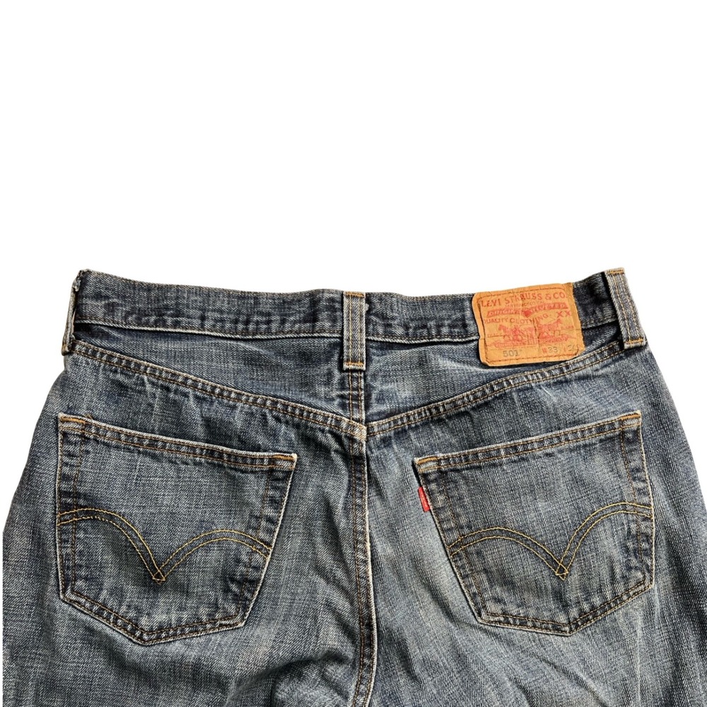 Levis 501 Original Straight Leg Jeans Mens 33x30 Blue Denim Button Fly 005010422 - Picture 12 of 16
